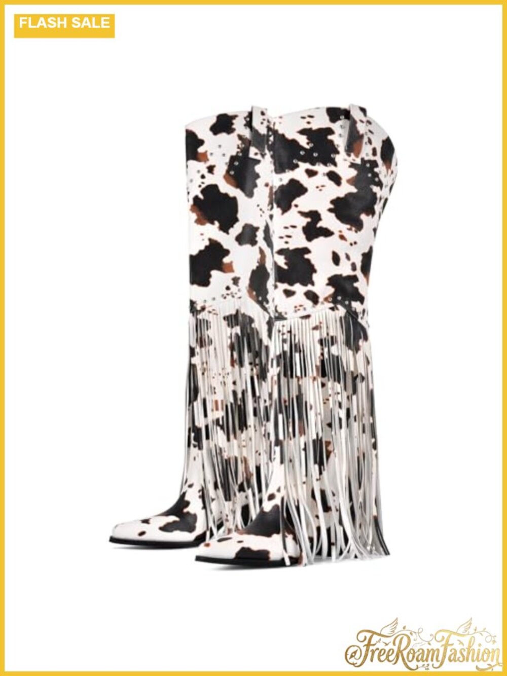 Western Fringe Over the Knee Boots Wide Calf Cowgirl Boots